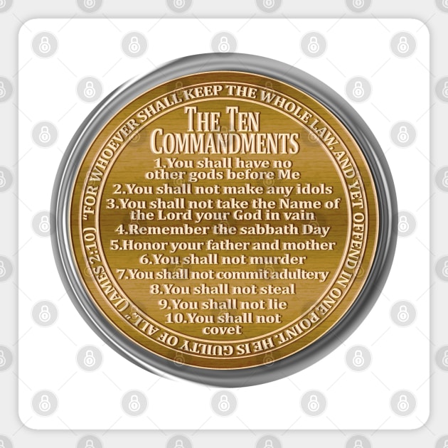 The Ten Commandments golden coin Magnet by Millionaire Merch